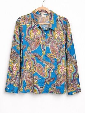 Van Heusen Studio Paisley Button Down Shirt | Bold Blue Boho XXL